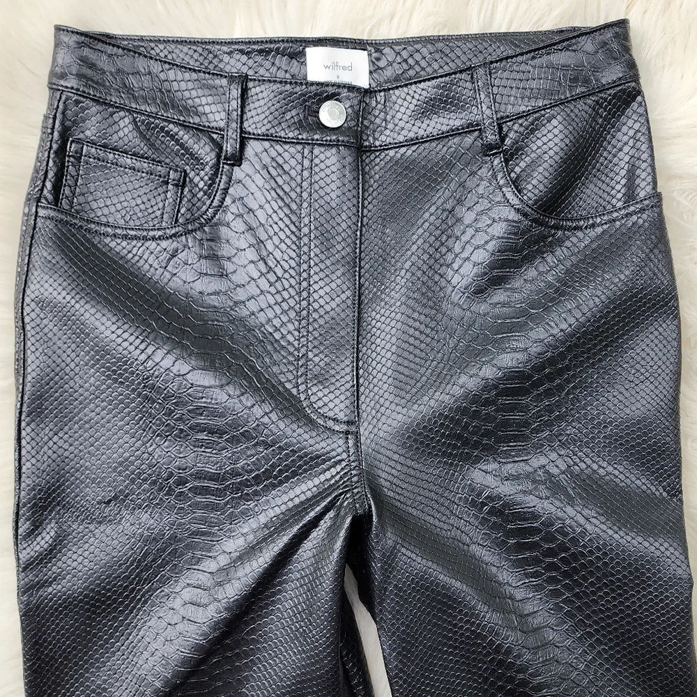 New Aritzia Wilfred The Melina Vegan Leather Pant Black Python - Picture 7 of 11